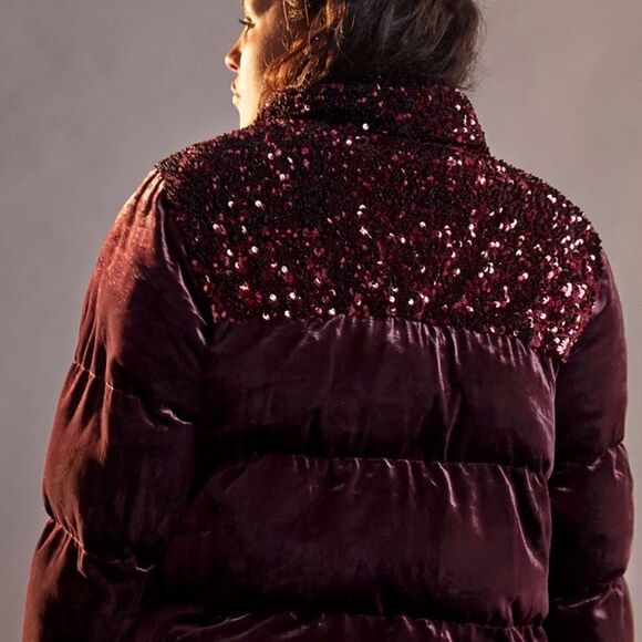 Anthropologie 
Vera Sequined Velvet Puffer Jacket - Picture 4 of 9